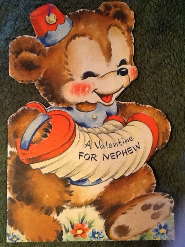 Valentine Card Bear Valentine for Nephew 1948 Used Vintage