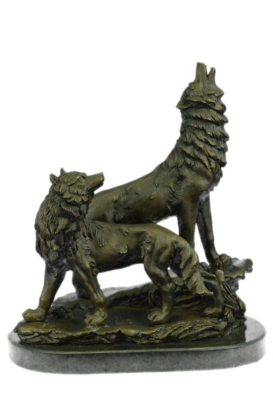 Father`s Day Special Two Wolf Wolves Art Deco Hot Cast Bronze Sculpture Sale Art