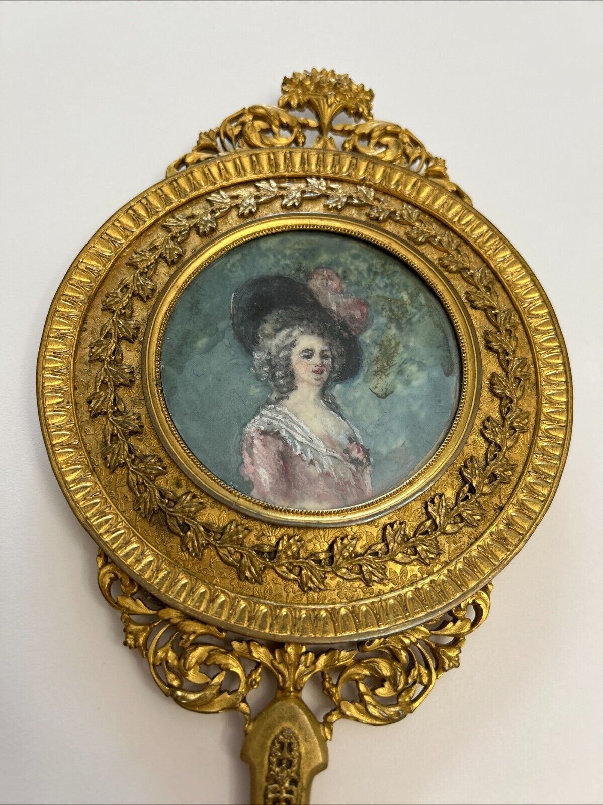 Antique vanity hand mirror vintage from 1700's. Exclusive & Rare. 300 + y old