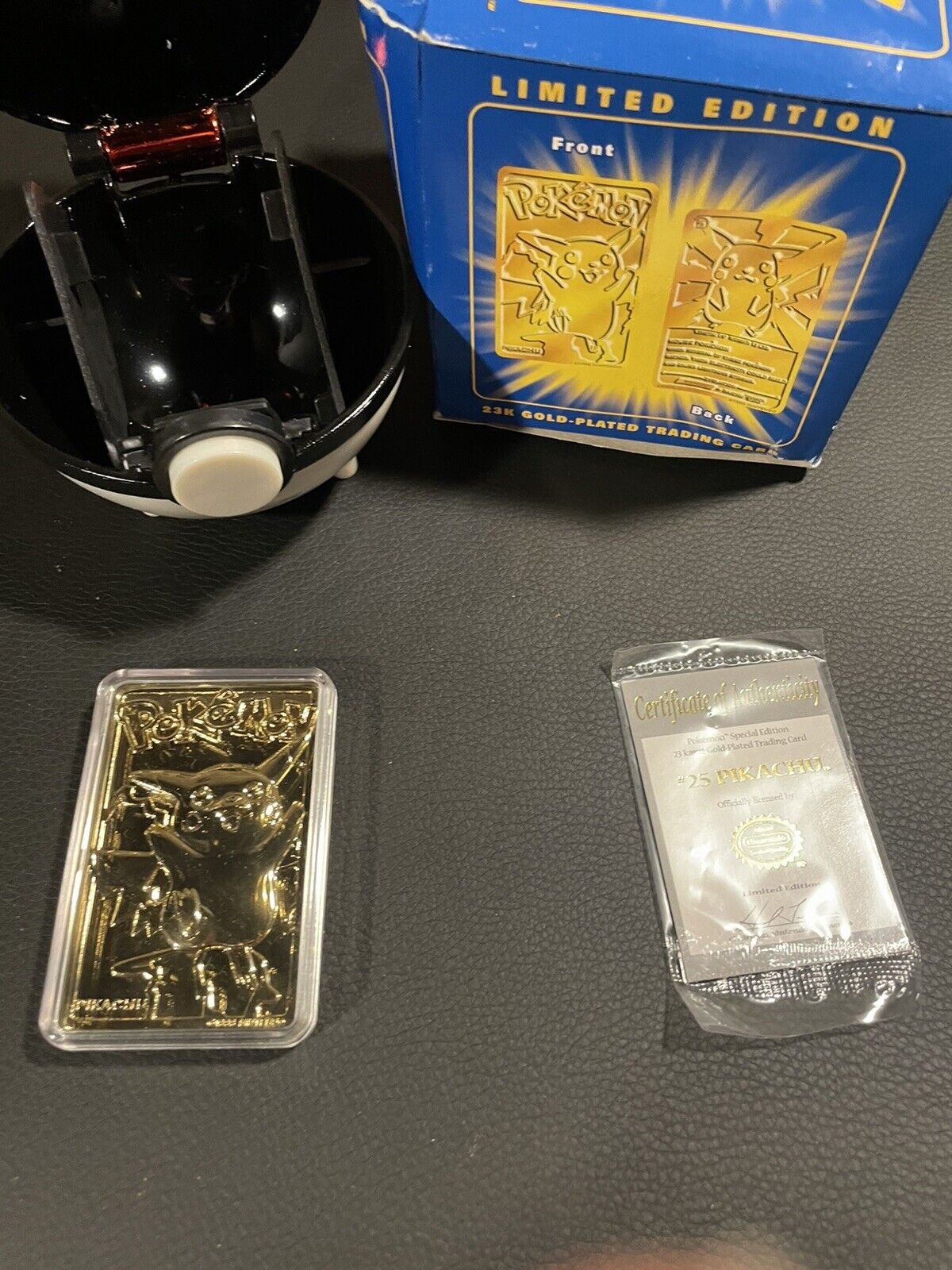 1999 vintage pikachu 23k gold plated pokemon card with COA limited edition promo