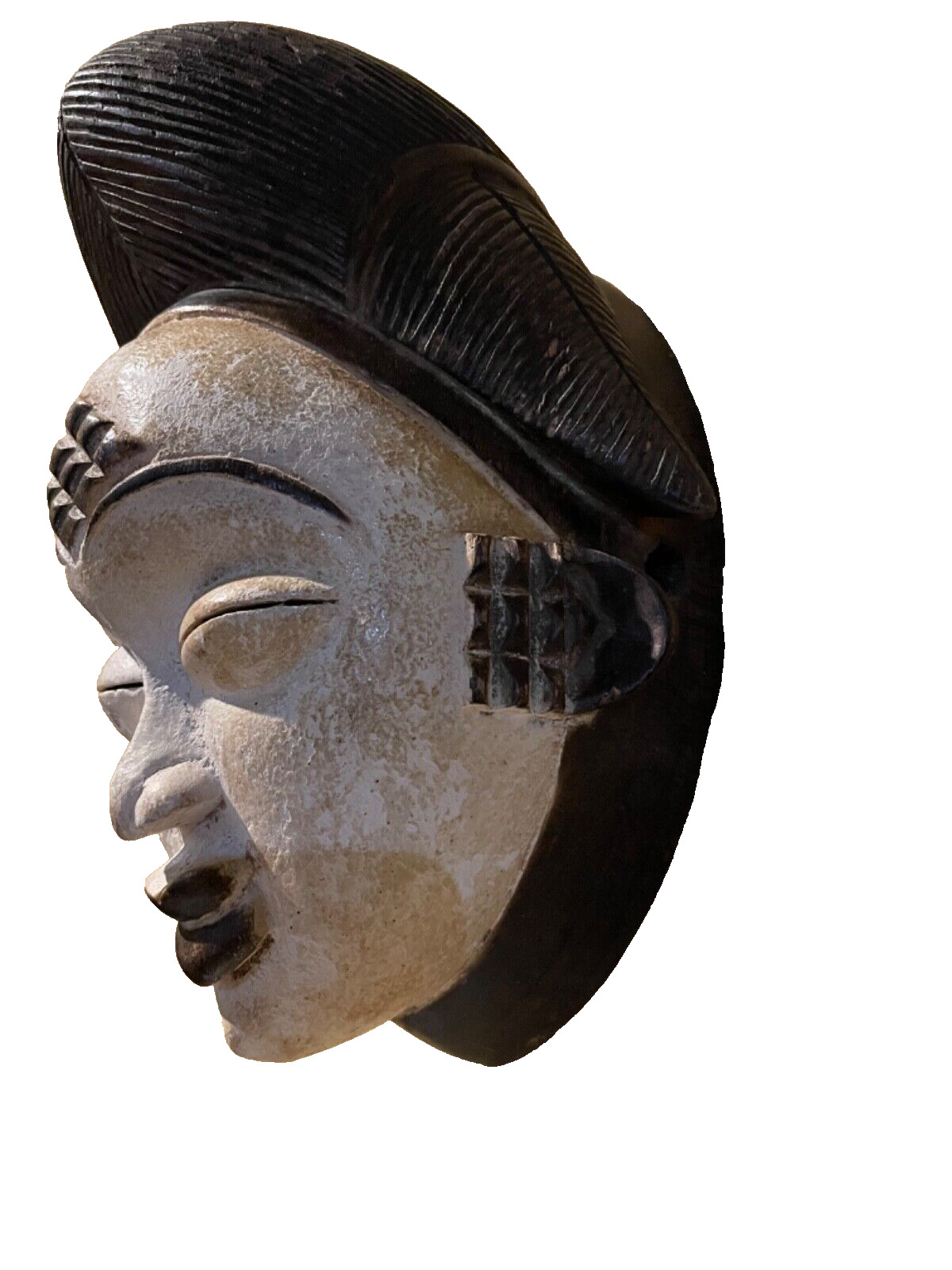 Vintage Large African Punu Okuyi Mask (Mukudj) from Gabon, Ngounié River Region
