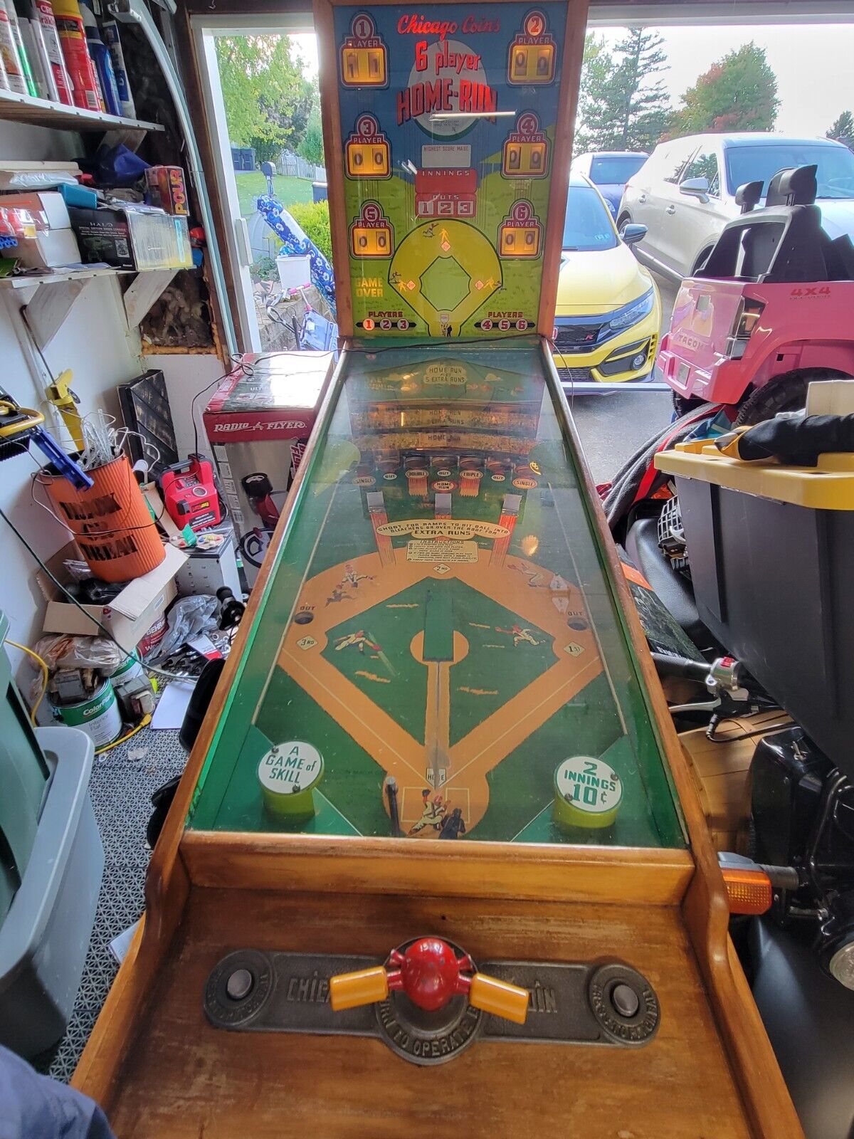 Chicago Coin 6 Player Home Run Pitch + Bat Vintage Baseball Arcade Machine 1954
