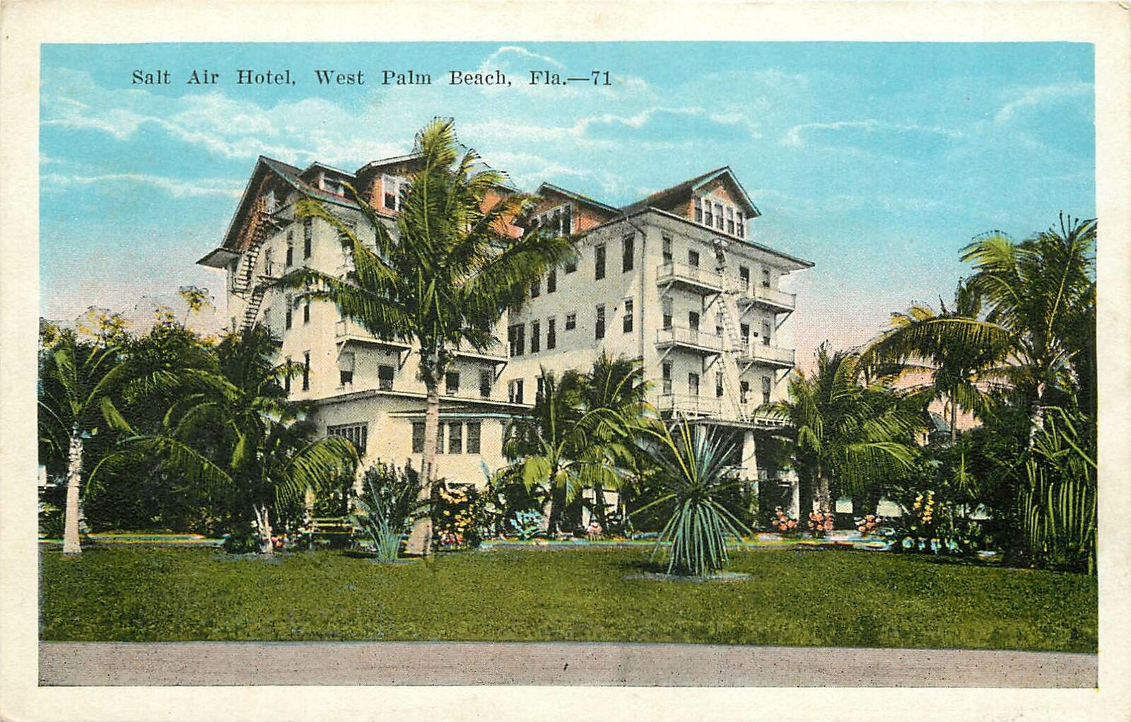 Florida, FL, West Palm Beach, Salt Air Hotel 1920\'s Postcard