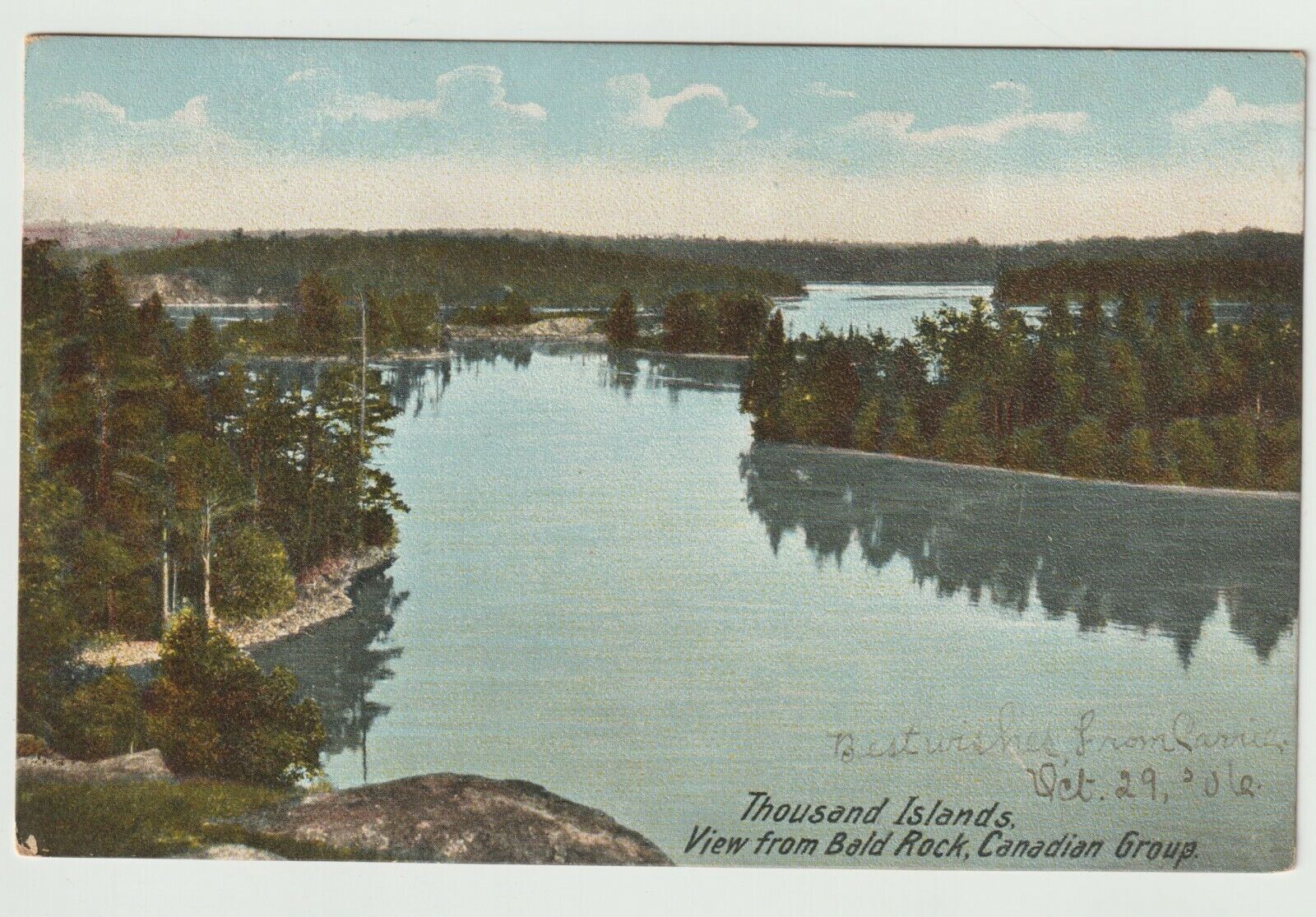 Used Postcard View from Bald Rock Canadian Group Thousand Islands New York NY