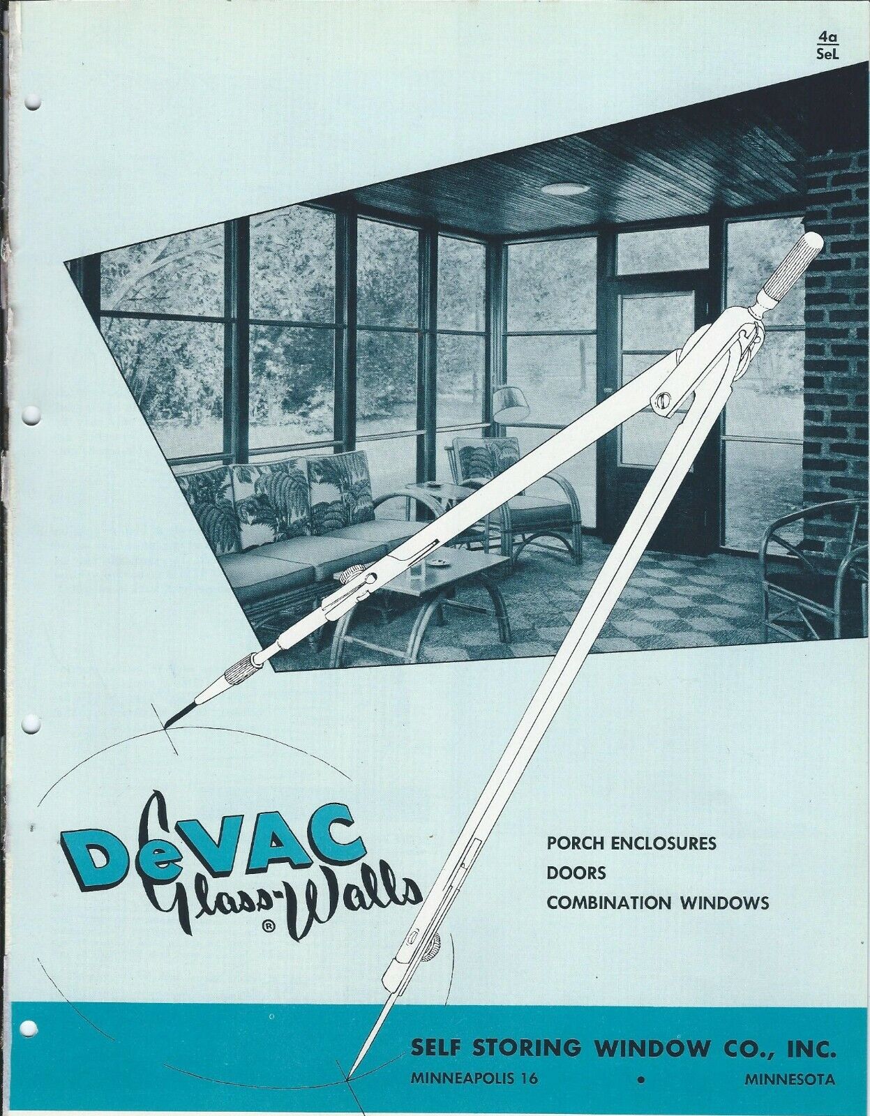 Brochure - Self-Storing Window - DeVac - Glass Wall Window Door - c1954 (AF689)