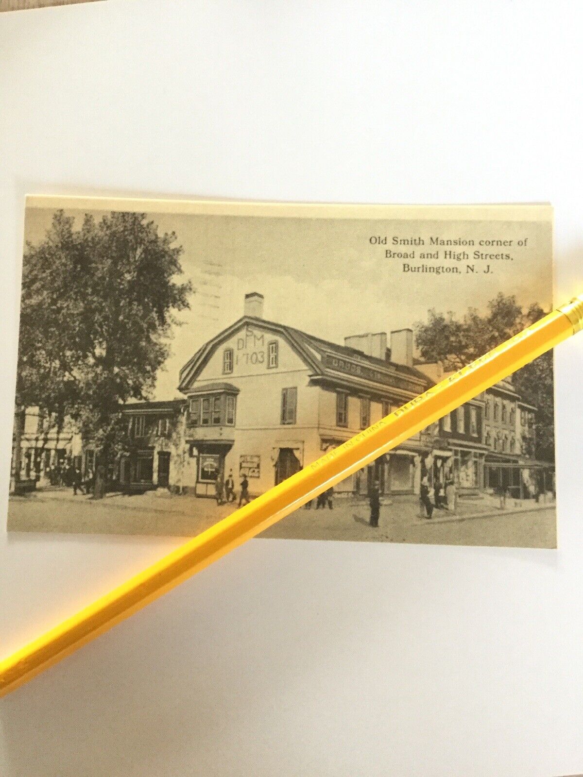 Vintage Reproduction Postcard Old Smith Mansion Burlington New Jersey South