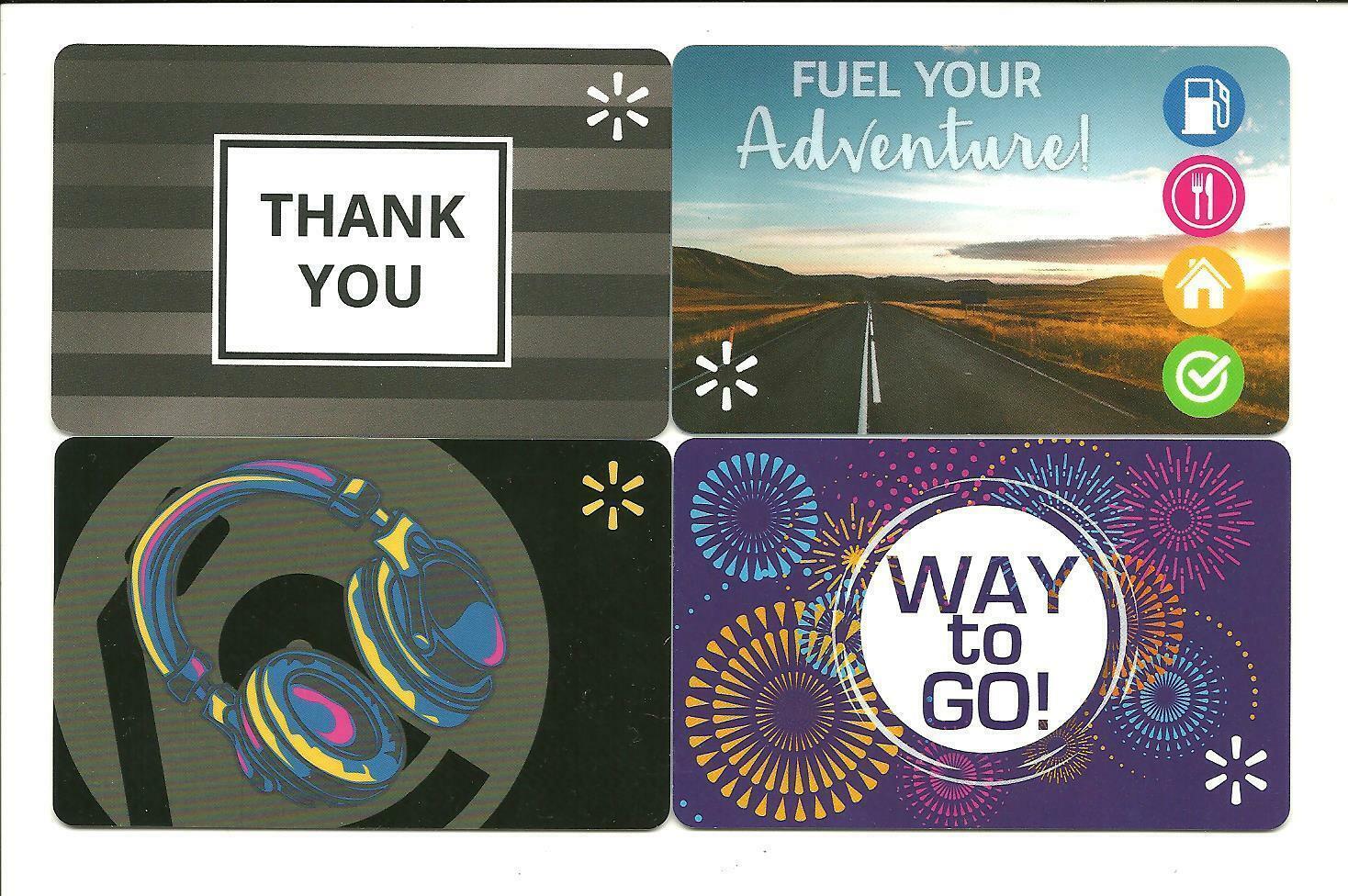 Lot of (4) Walmart Gift Cards No $ Value Collectible Thank You Headphones Fuel