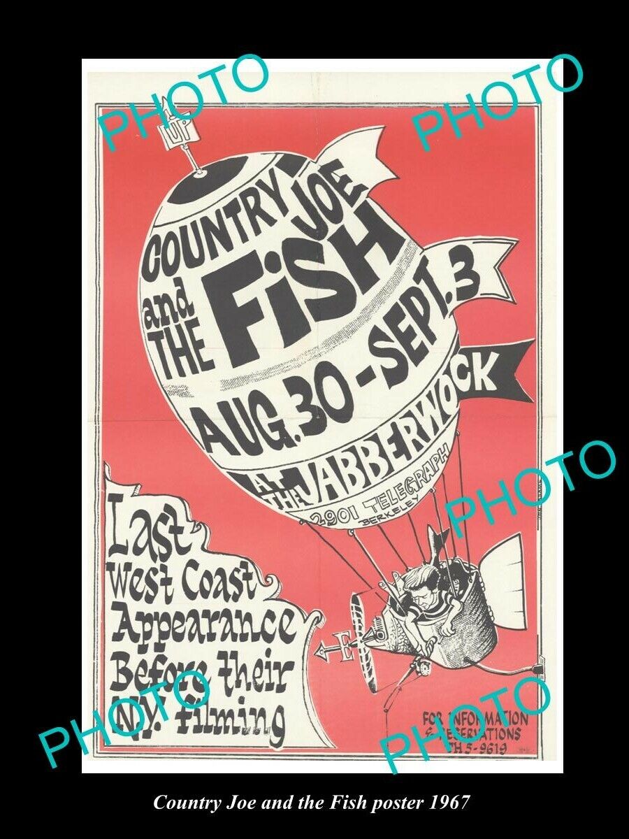 OLD LARGE HISTORIC PHOTO 1960s HIPPIE BAND, COUNTRY JOE & THE FISH POSTER 1967 2