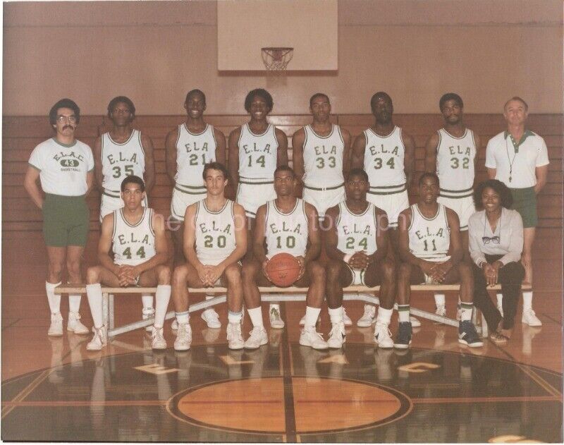 EAST LOS ANGELES Boys Basketball Team 8 x 10 VINTAGE FOUND PHOTO Color ELA 09 7