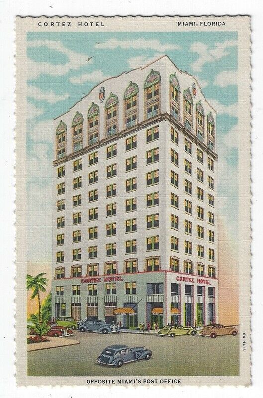 Miami, Florida, Postcard View of Cortez Hotel, 1947
