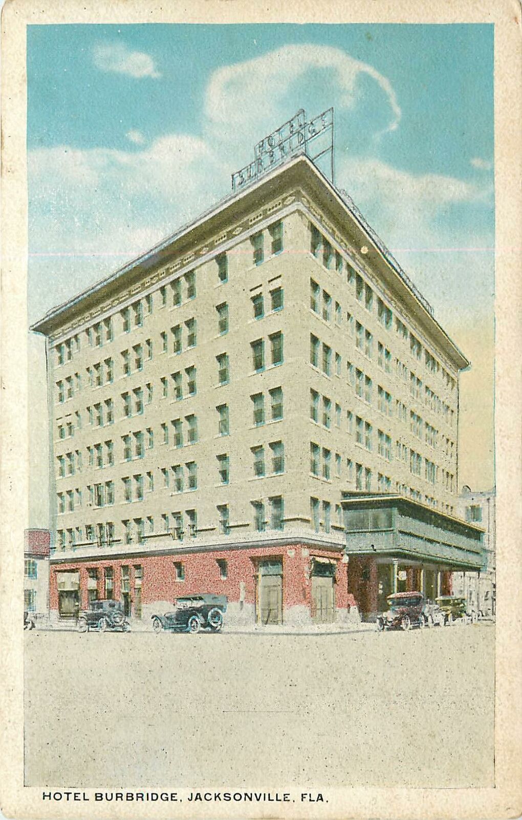 Florida, FL, Jacksonville, Hotel Burbridge 1920\'s Postcard