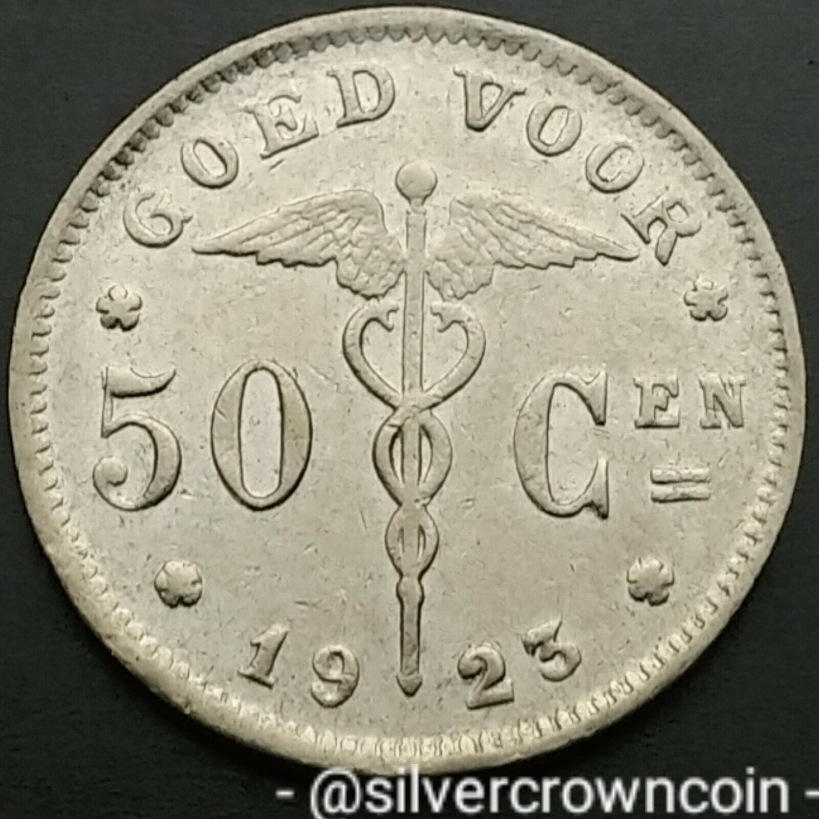 Belgium BELGIE 50 Centimes 1923. KM#88. Nickel Fifty Cents coin. Dutch Legend.