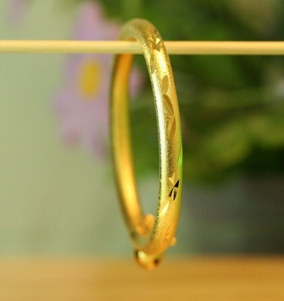 22K THAI BAHT DP YELLOW GOLD ~ BABY GIRL BANGLE ANKLET WITH LOCK AND BELL