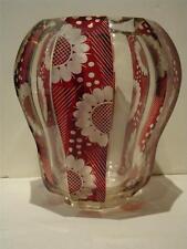RARE HEAVY 19THC  FRENCH GLASS BOHEMIAN MOSER RUBY RED STENCILED FLORAL VASE picture