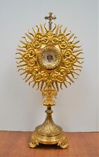 Nice Brass Monstrance Reliquary w/ Relic of St. Philip Neri, St. Margaret (CU85) picture