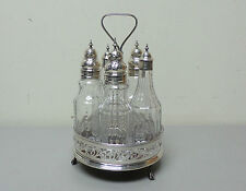  19th C. English Sterling Silver 5-Bottle Condiment / Castor Set, c. 1897 picture