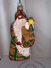 Patricia Breen, Jack in the Box Santa, Plaid with Angel, Gold & Red & Green,2374 picture