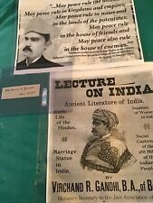 RARE ORIGINAL VIRCHAND GANDHI AUTOGRAPHED JAIN LEADER BOMBAY INDIA 1864-1901 🔥 picture