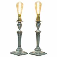 RARE PAIR OF 1879 JAMES BEMBRIDGE STERLING SILVER CORINTHIAN CANDLESTICK LAMPS picture