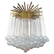 Italian 1970s Brass Bubble Chandelier with Glass Balls on Chains picture