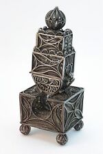 Antique Silver Yemenite Filigree Besamim Spice Tower Box & Wedding Ring picture
