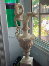 Marble sculpture antique hand carved vintage vase ewer figurative alabaster picture