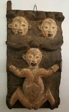 Rare Punu Mukudji African Wood Granary Door Panel Mask Okuyi Figures - Gabon picture