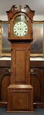 FINE GEORGE III MARQUETRY & PARQUETRY INLAID OAK AND MAHOGANY LONGCASE CLOCK picture