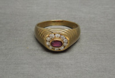 4ct Natural Oval Cut Pink Ruby Gemstone 14k Yellow Gold Solitaire Men's Ring picture