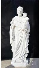 HAND CARVED MARBLE ST. JOSEPH AND CHILD STATUE - JJX15 picture