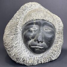 Vintage 1950s Inuit Hunter Face Head Hand Carved Soapstone Eskimo Sculpture 23lb picture