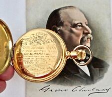US President Grover Cleveland 18ct Gold Life Saving Tribute Watch / Medal 1895. picture