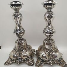 Handmade sterling silver electroform Shabbat candle holders with floral designs picture