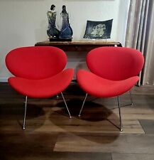 2 Pierre Paulin RED Orange Slice Shell Chairs MCM 60s RARE PAIR We Can Ship 2 U picture
