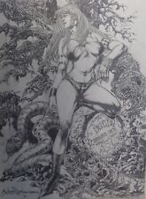 VAMPIRELLA in Cemetery 9x12 by Rudy Nebres full figure pencil/inked 1998 picture
