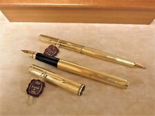 VINTAGE EXTREMELY RARE 18K SOLID GOLD PARKER PREMIER FOUNTAIN & BALL PEN SET NOS picture