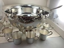 WALLACE SILVERSMITHS HARVEST PUNCH BOWL AND 12 CUPS WITH HANDLES PLUS LADLE  picture