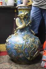 Copper 24K Gold Cloisonne Pine Tree Bamboo Plum blossom Dragon Phoenix Vase  picture