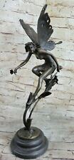 Nymph Fairy Chistmas Angel Bookend Bronze Marble Statue Sculpture Gift Artwork picture