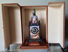 ANTIQUE MUSEUM TABLE CLOCK G.A.HUGUENIN SILVER & ENAMEL,  1880 YEAR picture