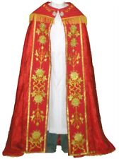 Red Cope Vestment Satin Lined Catholic High Mass Priest Clergy & Humeral Veil picture