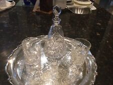 VTG EAPG Crystal Pinwheel Conical Shaped Decanter w/Matching Whiskey Glasses picture