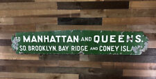 Antique Porcelain Subway Sign Coney Island Queens Manhattan Brooklyn 74” x 14” picture