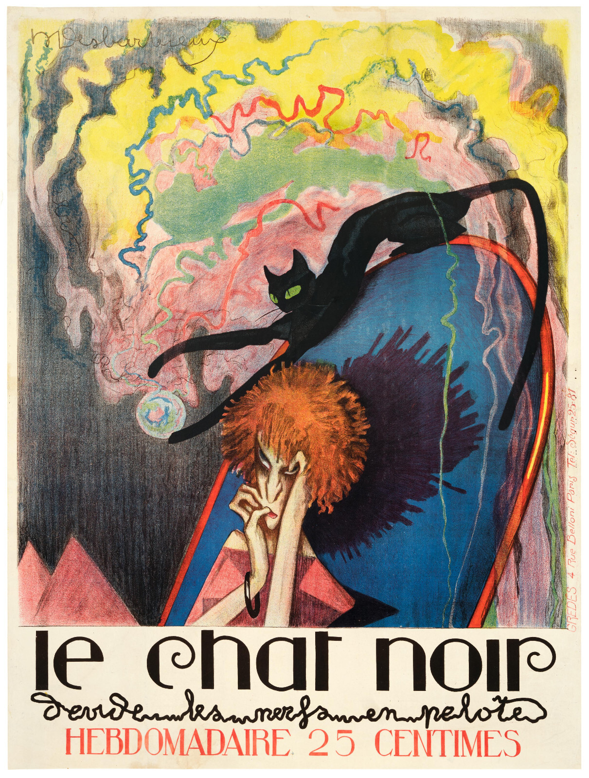Original poster, Desbarbieux, Le Chat Noir, Journal Satirique Pelote Laine 1922 Original poster, Desbarbieux, Le Chat Noir, Journal Satirique Pelote Laine 1922