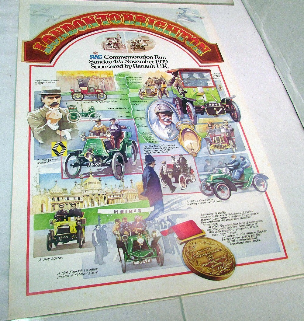 1979 RAC London To Brighton Commemoration Run Poster Renault UK Vintage Car No 3