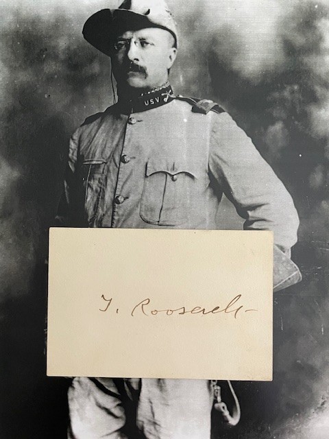 THEODORE ROOSEVELT SIGNED CARD, ROUGH RIDER, PRESIDENT, CRIME, AUTHOR, US PARKS THEODORE ROOSEVELT SIGNED CARD, ROUGH RIDER, PRESIDENT, CRIME, AUTHOR, US PARKS