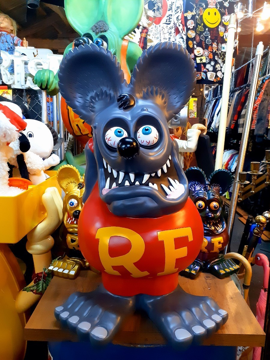 Rat Fink Jumbo 24 Inch Coin Bank Figure Grey Red Statue Mooneyes Ed Roth Japan Rat Fink Jumbo 24 Inch Coin Bank Figure Grey Red Statue Mooneyes Ed Roth Japan