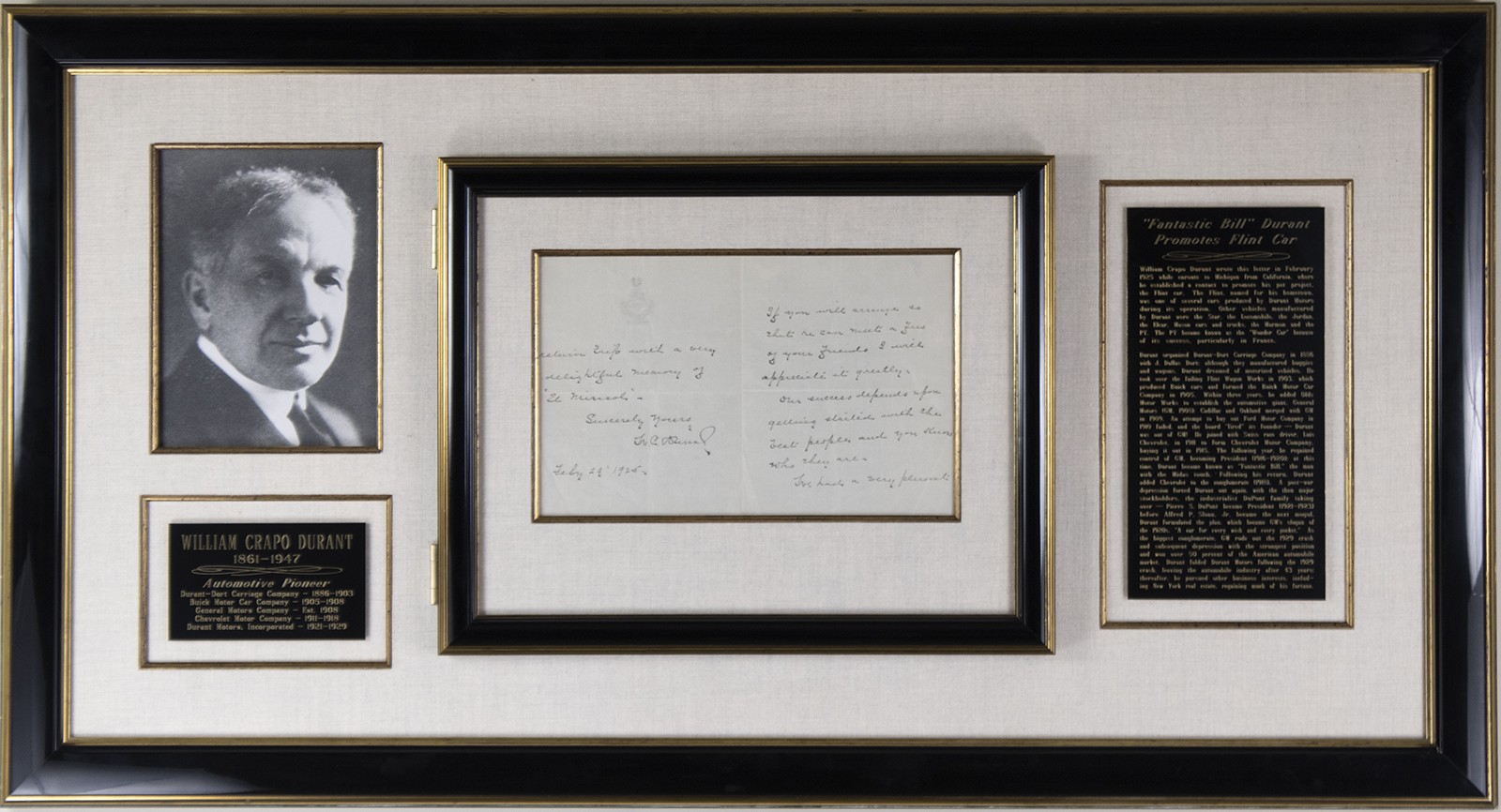 WILLIAM C. DURANT - AUTOGRAPH LETTER SIGNED 02/24/1925