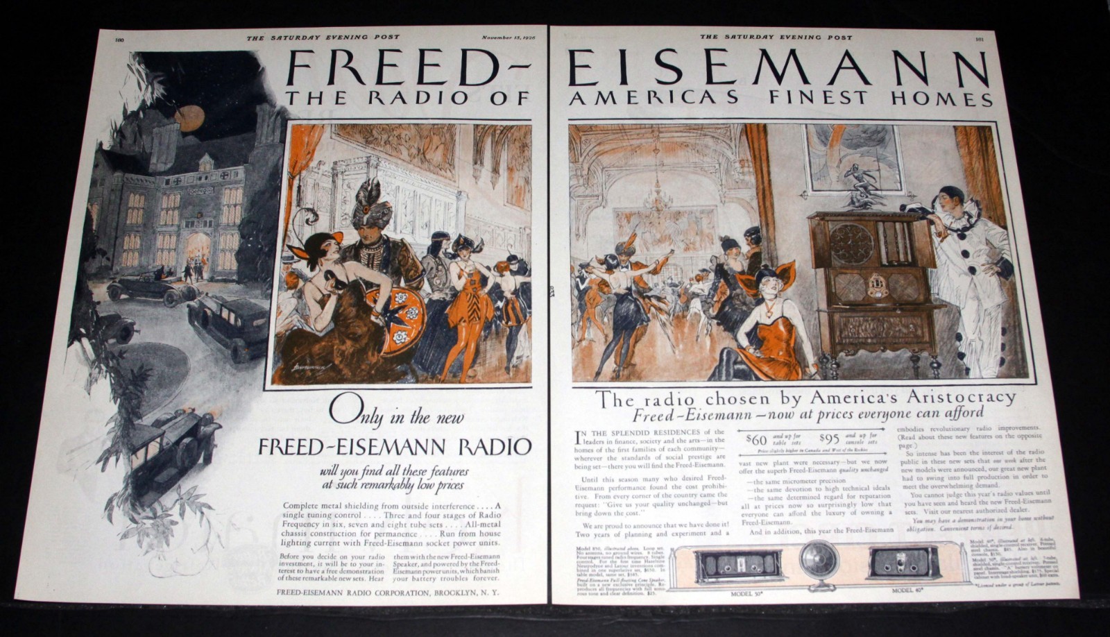1926 OLD MAGAZINE PRINT AD, FREED-EISEMANN, THE RADIO OF AMERICA'S FINEST HOMES 1926 OLD MAGAZINE PRINT AD, FREED-EISEMANN, THE RADIO OF AMERICA'S FINEST HOMES