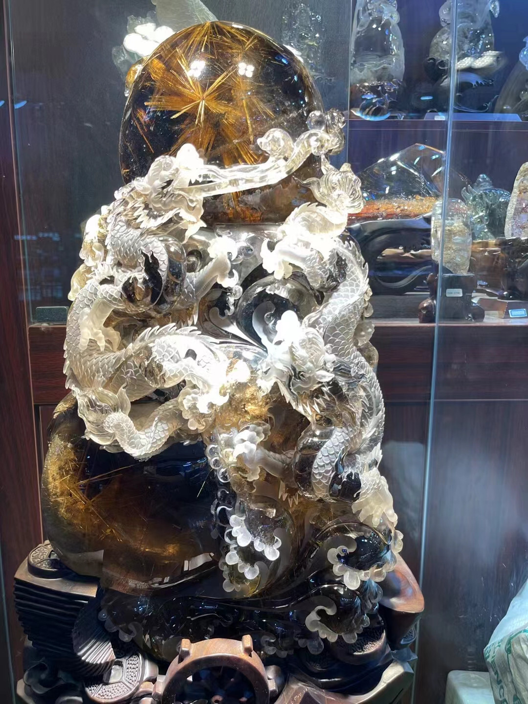 143LB Rare Top Natural Rutilated gold dragon sphere Quartz crystal Reiki heal 143LB Rare Top Natural Rutilated gold dragon sphere Quartz crystal Reiki heal